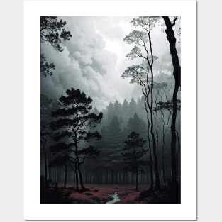 Spooky Bog with Fog Posters and Art